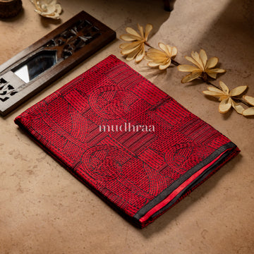 SCARLET & BLACK HANDMADE PURE TUSSAR SUIT SET
