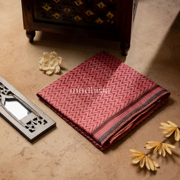 ROUGE PINK HANDBLOCK PRINTED TUSSAR SILK SAREE