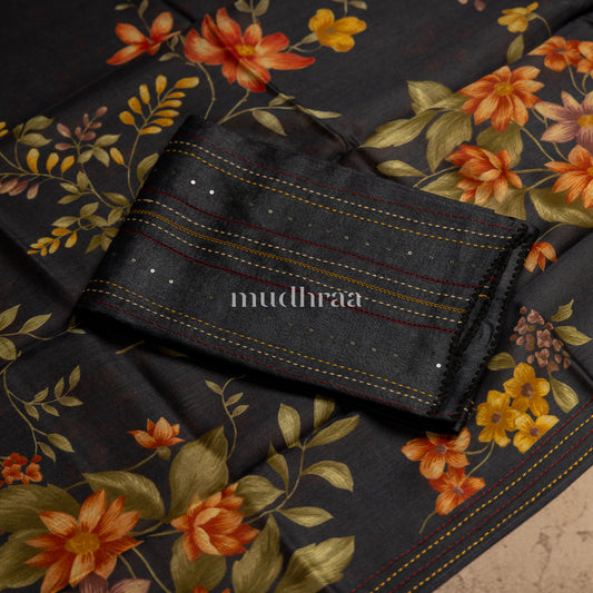 CARBON BLACK HAND-MADE MOONGA TUSSAR SUIT SET