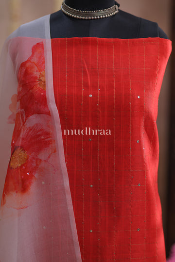 SCARLET STARRY CHANDERI-KORA SUIT SET