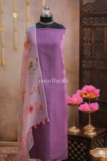 MAUVE STARRY CHANDERI - KORA SUIT SET