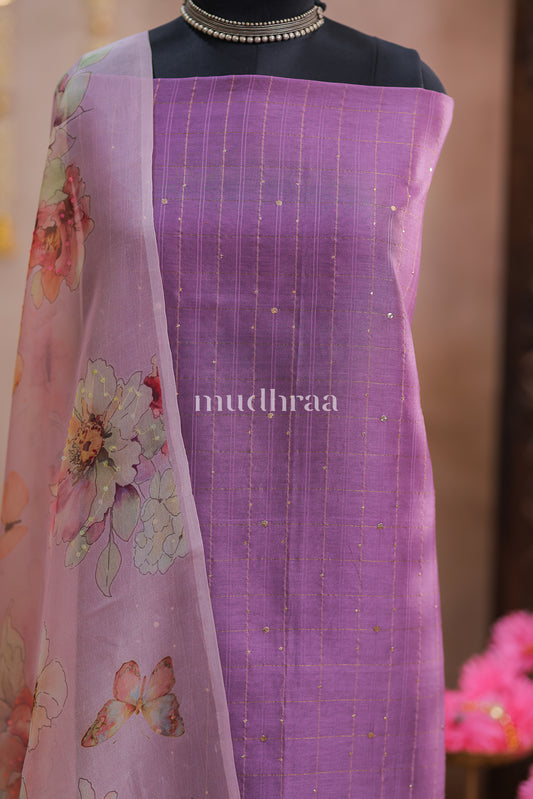 MAUVE STARRY CHANDERI - KORA SUIT SET