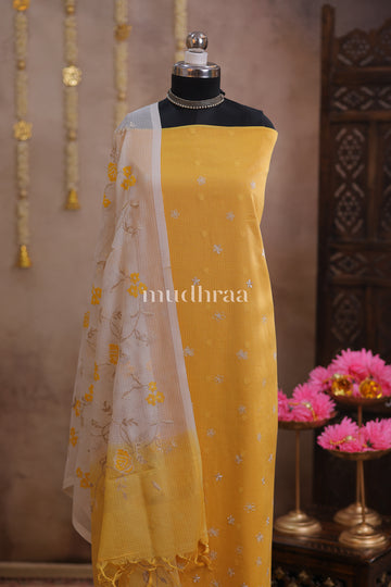 DAFFODIL KOTA COTTON EMBROIDERED SUIT SET