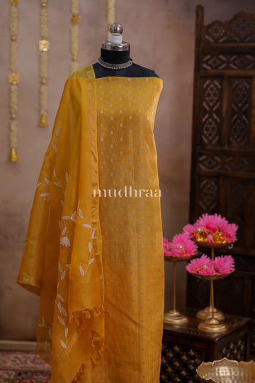 BUMBLEBEE YELLOW CHANDERI APPLIQUE SET
