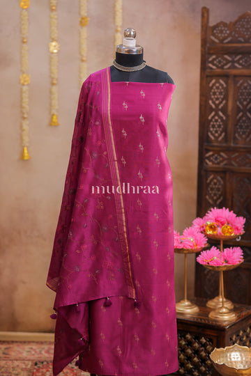 GRAPE HANDWOVEN CHANDERI SUIT SET