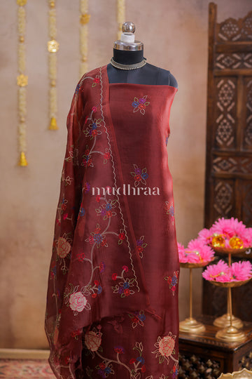 DARK OAK EMBROIDERED KORA SUIT SET