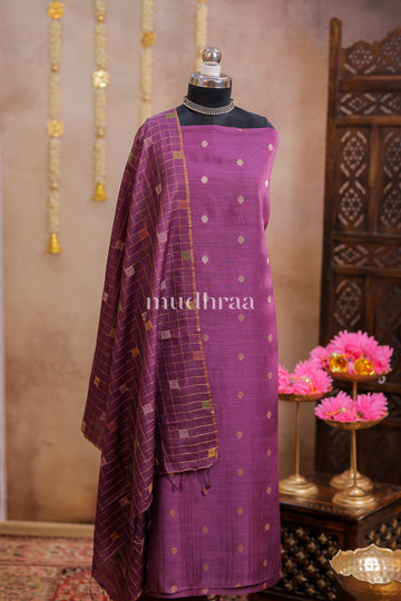 AMETHYST HANDWOVEN MOONGA SILK SUIT SET