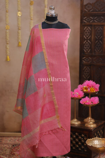 FLAMINGO PINK MOONGA-SILK KOTA SUIT SET