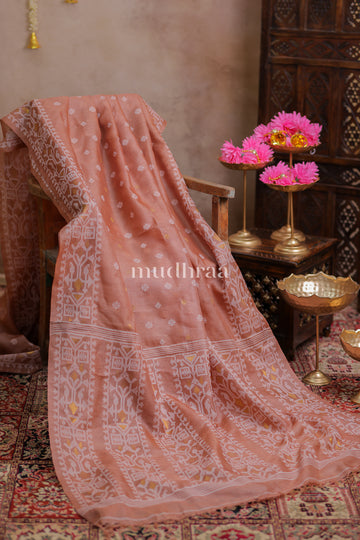 LIGHT MAPLE JAMDANI TUSSAR SAREE