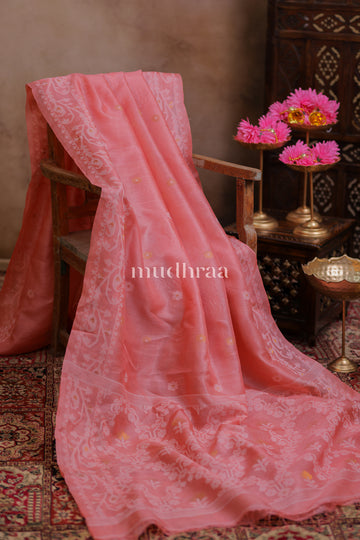 BLUSH PINK JAMDANI TUSSAR SAREE