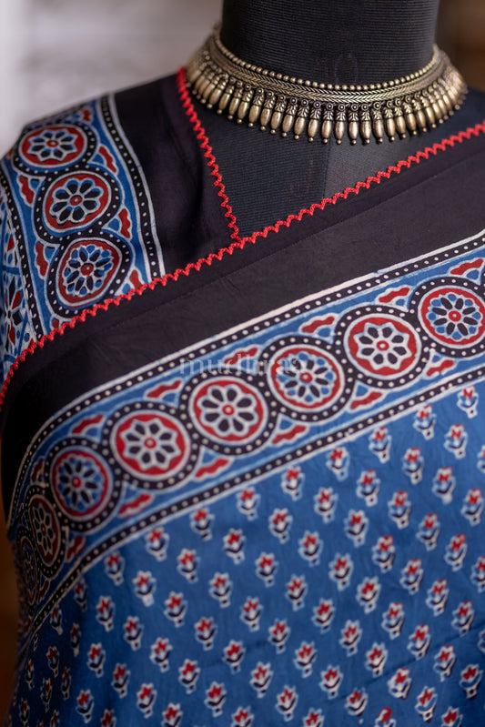 INDIGO & RED MODAL SILK SAREE
