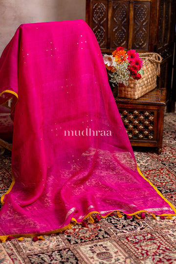 RANI SEQUIN KORA SAREE - KALAMKARI BLOUSE