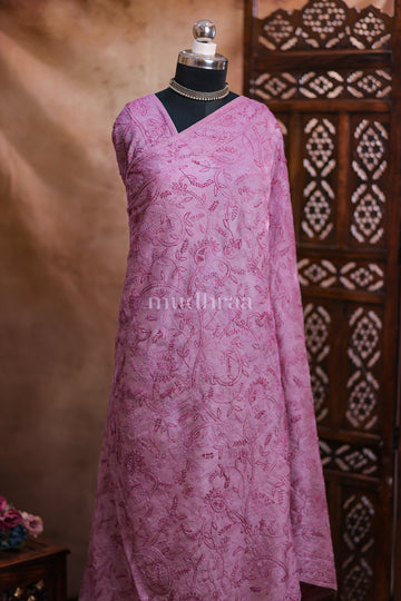 LILAC CHIKANKARI TUSSAR SAREE