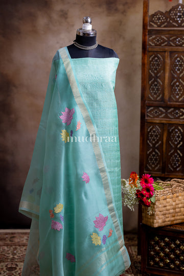 AQUA BLUE TUSSAR-KORA SUIT SET