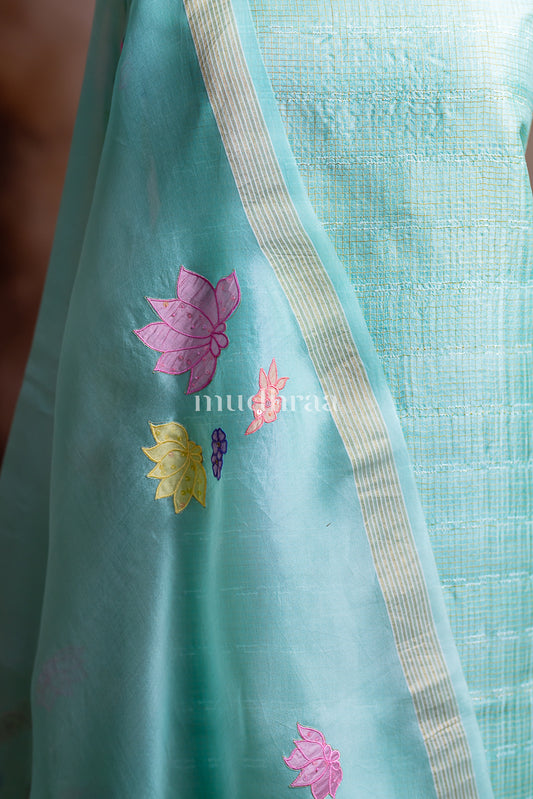 AQUA BLUE TUSSAR-KORA SUIT SET