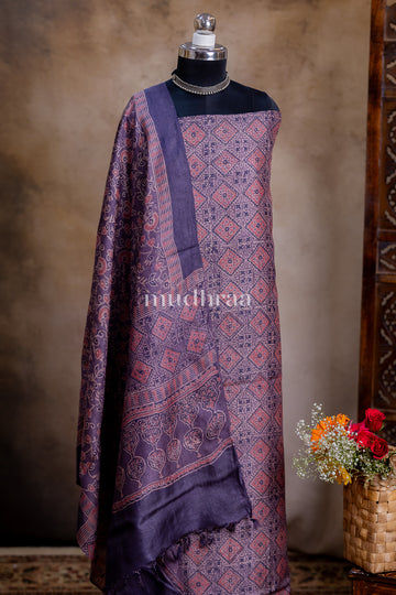 TAUPE DIAMOND AJRAKH SUIT SET