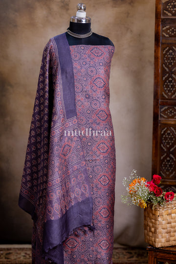 TAUPE GEOMETRICAL AJRAKH SUIT SET