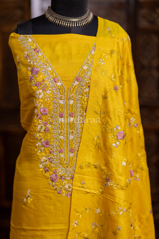 HONEY YELLOW PARSI TUSSAR SUIT SET