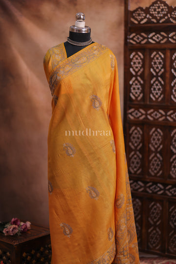 DANDELION PAISLEY KANTHA TUSSAR SAREE