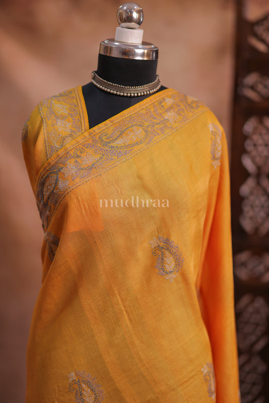 DANDELION PAISLEY KANTHA TUSSAR SAREE