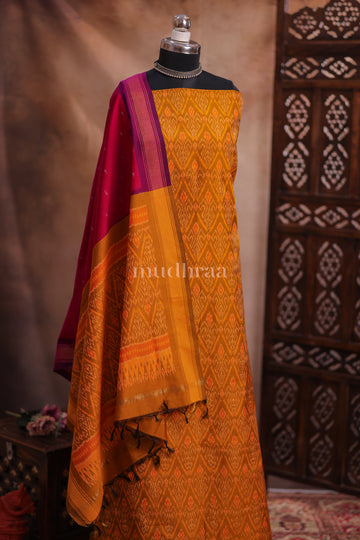 MUSTARD & MAGENTA IKKAT SILK SUIT