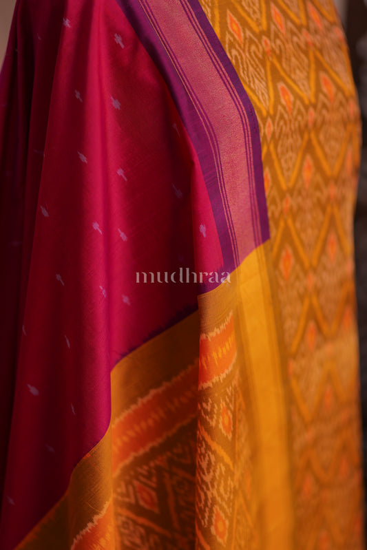 MUSTARD & MAGENTA IKKAT SILK SUIT