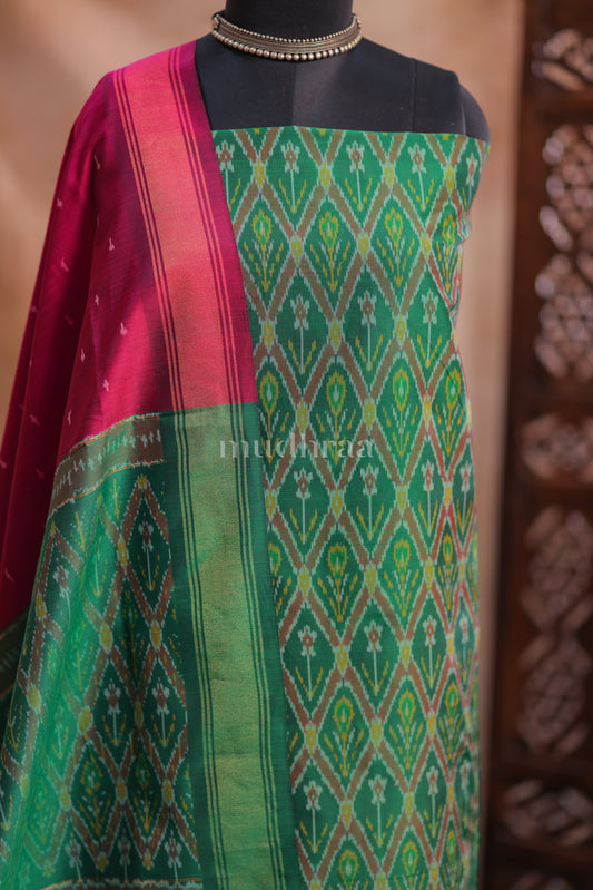 EMERALD & PURPLE IKKAT SILK SUIT