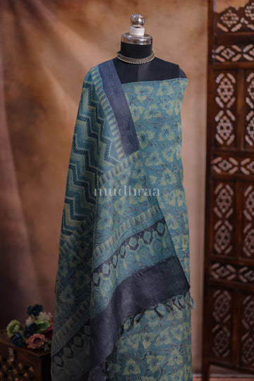 SLATE GREY AJRAKH TUSSAR SUIT