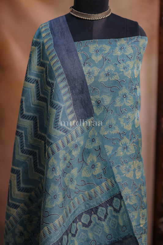 SLATE GREY AJRAKH TUSSAR SUIT