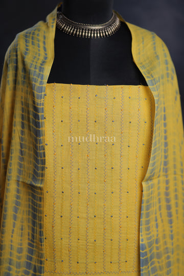 SUNFLOWER YELLOW EMBROIDERED COTTON SUIT SET