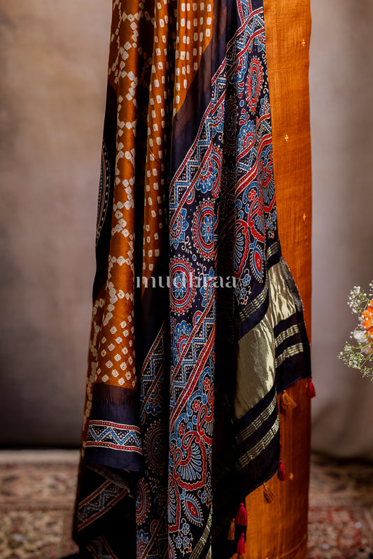 MUSTARD EMBROIDERED TUSSAR SUIT