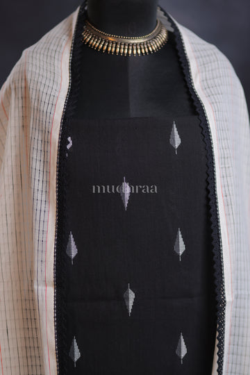 BLACK & WHITE WOVEN COTTON SUIT SET