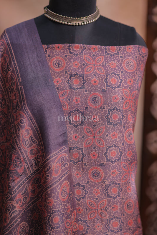 MOCHA AJRAKH TUSSAR SUIT