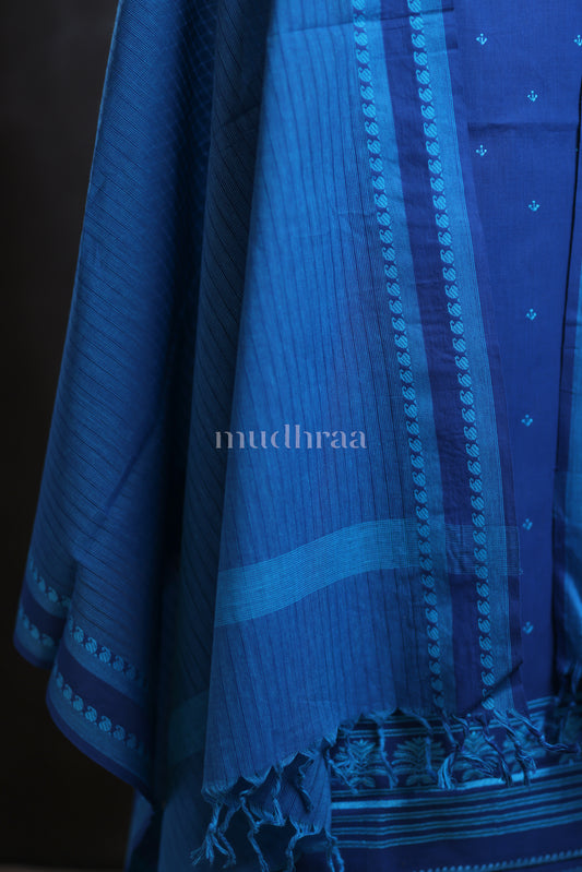 BRIGHT BLUE EMBROIDERED COTTON SUIT SET