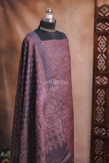 COAL AJRAKH TUSSAR SUIT