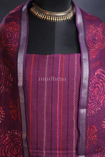 GRAPE KANTHA LINEN SUIT SET