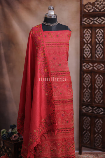 SCARLET LAMBANI EMBROIDERED TUSSAR SUIT