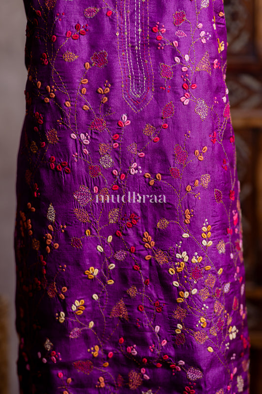 ORCHID EMBROIDERED TUSSAR SUIT SET
