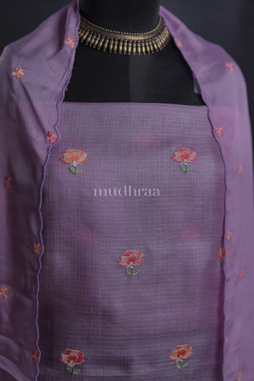LAVENDER KOTA TUSSAR EMBROIDERED SUIT SET