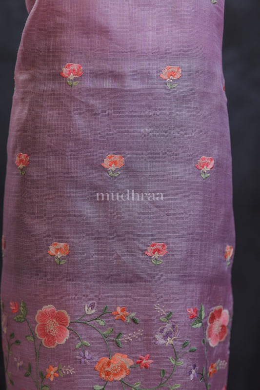 LAVENDER KOTA TUSSAR EMBROIDERED SUIT SET