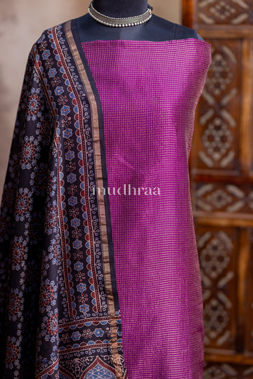 GRAPE & BLACK CHANDERI SUIT SET