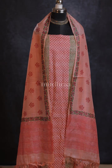 PINK EMBROIDERERD TUSSAR SUIT SET