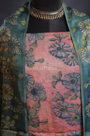 PINK & BLUE MODAL TUSSAR SUIT SET