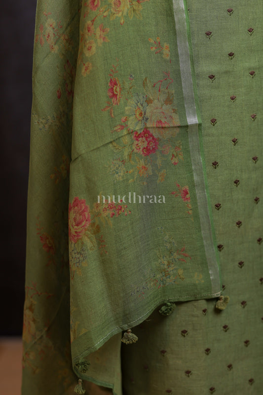 DARK FERN EMBROIDERED LINEN SUIT SET