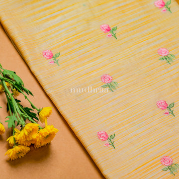 BUTTER YELLOW FLORAL EMBROIDERED KOTA COTTON SUIT
