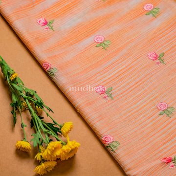 SALMON FLORAL EMBROIDERED KOTA COTTON SUIT