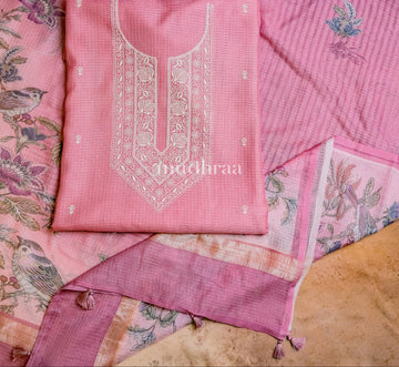 CHERRY BLOSSOM EMBROIDERED KOTA COTTON SUIT SET