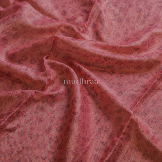 QUARTZ PINK WOVEN TISSUE-TUSSAR SAREE