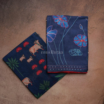 BLUE SAPPHIRE EMBROIDERED SHIBORI TUSSAR SUIT SET