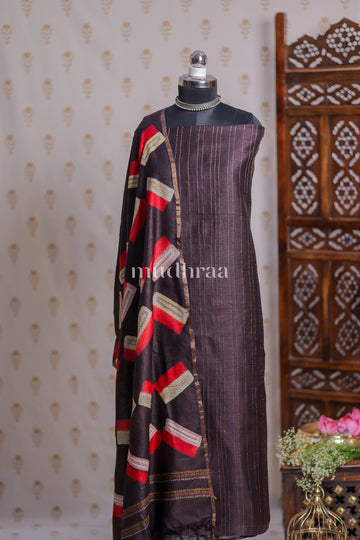 DARK BRUNETTE MOONGA TUSSAR SUIT SET